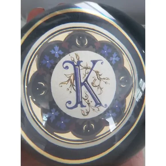 Vintage‎ Punch Studio Monogram Domed Crystal Paperweight K desk office gift work - Picture 3 of 6